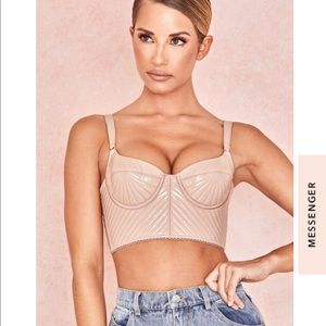 House of CB. Nude vegan Patent Leather Crop top